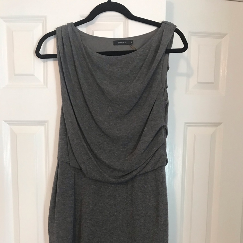 Grey dress with fitted skirt and slouchy top